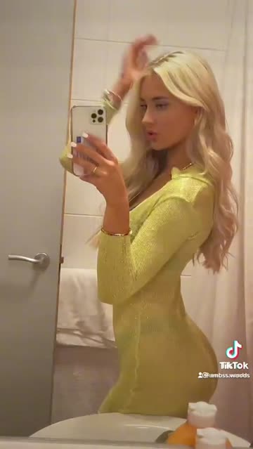 blonde in see-through dress