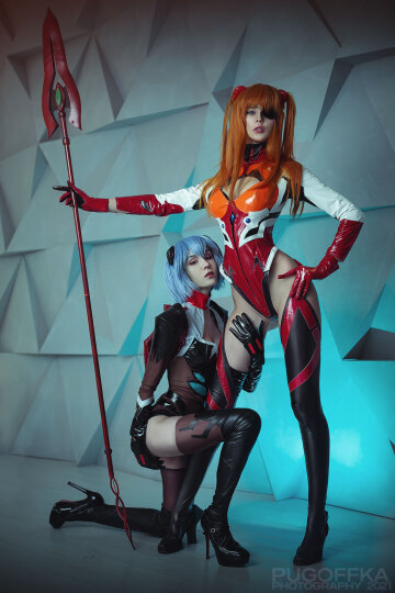 neon genesis evangelion, asuka langley and ayanami rei cosplay by nelly and snowcrow, photo by pugoffka_sama