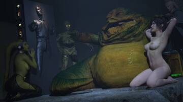 naked and dripping with green hutt spooge, slave leia could only look at carbonite-encased han and think, 