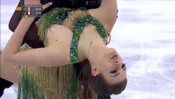 french ice dancer suffers wardrobe malfunction!