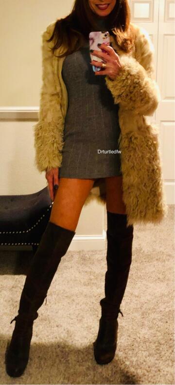 59(f) tight dress and tall boots what do you think?