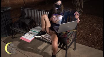 getting naughty while doing homework outside. so many people were walking by!