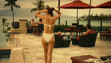 alexandra daddario stripping to her bikini in front of sydney sweeney