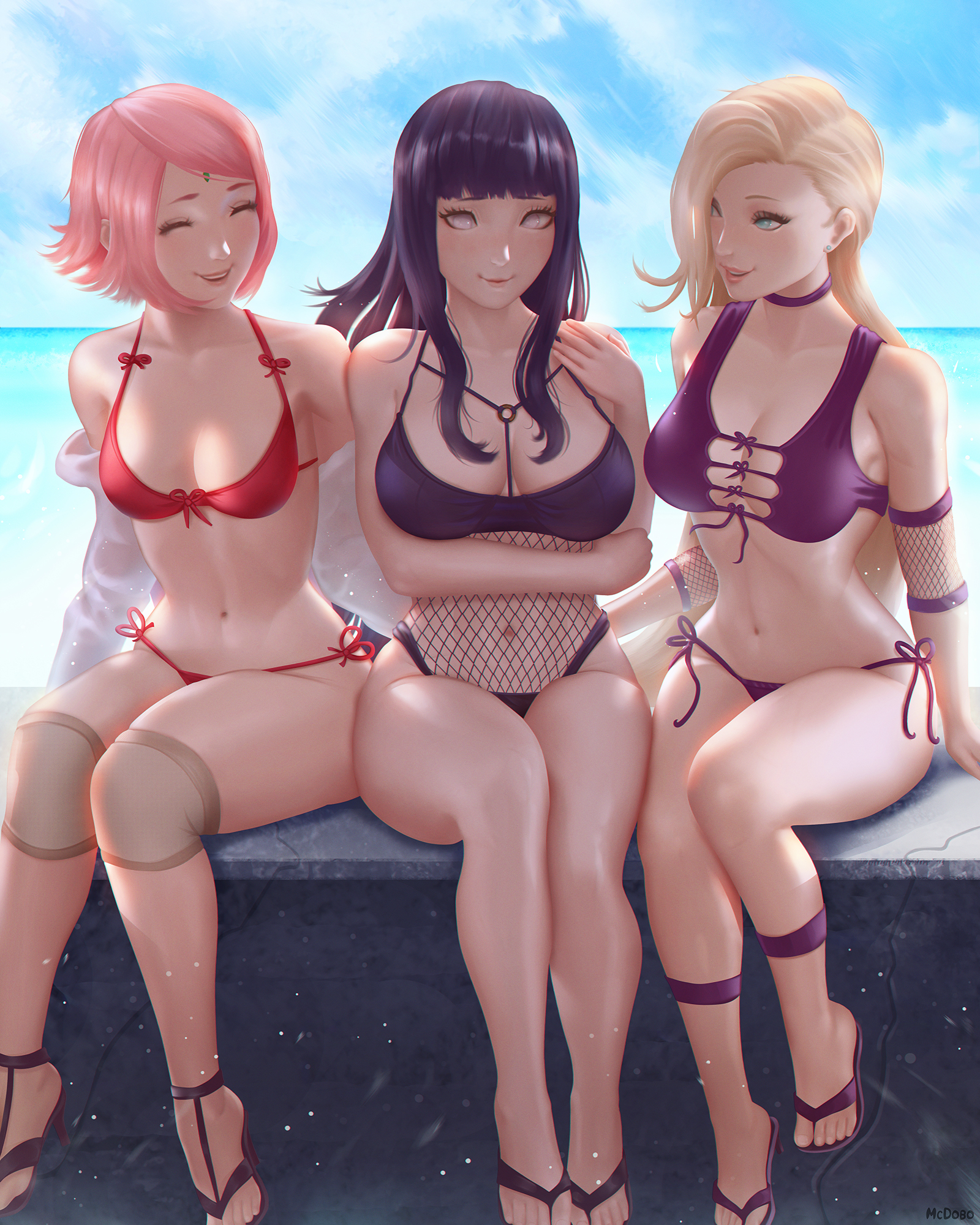 summer kunoichi Sakura, Hinata and Ino Naruto Shippuden image