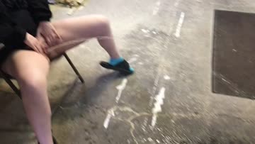 spreading my pussy and pissing in the garage