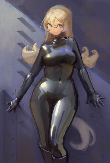 thicc girl in latex catsuit