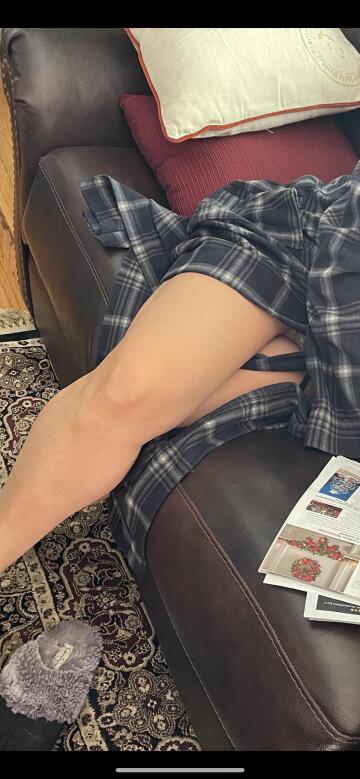 nothing under moms robe!