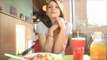 tits out in a restaurant