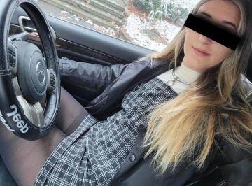 tights, dress, and locked collar. off to run errands on the first real snowfall of the season 🌨️