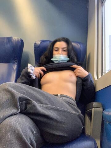 curious tits in the train, do you like it?☺️