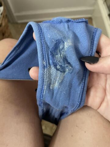 who wants my date night panties? [selling] blue aerie thongs • 3 days of wear + cummed in 💙