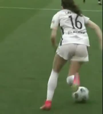 white soccer shorts, dark thong!