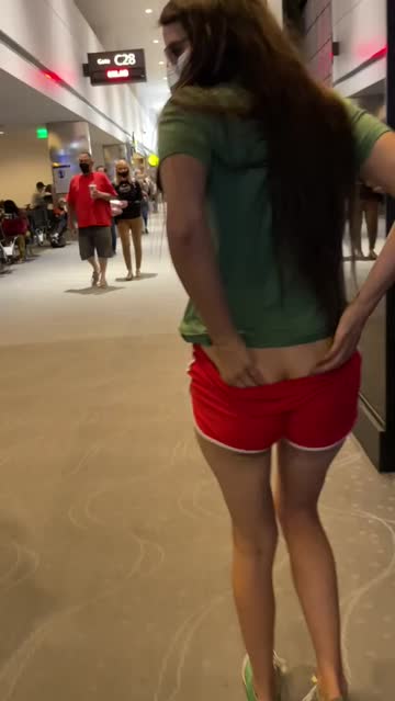 wearing a butt plug at the airport, no idea how i made it through security unquestioned [gif]