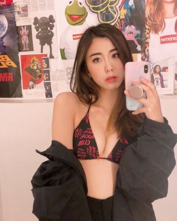 cute asian in a bikini top