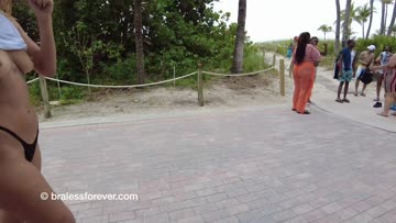 walking by strangers with our boobs out