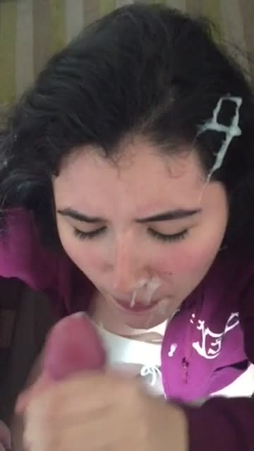 a few massive shoots of cum into her hair