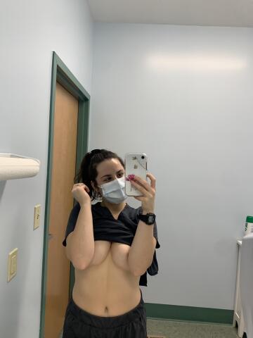 10 seconds until the next patient comes in. are you bold enough to lift up my scrub top and lick my titties?