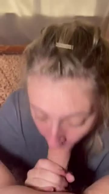 blonde milf strokes and sucks my cock until i burst on her face