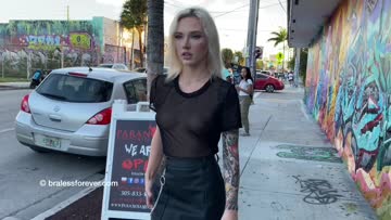 braless in a sheer top