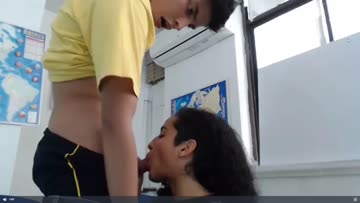 twink getting blown in a classroom