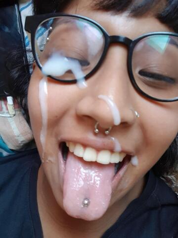 being cute with cum on my face