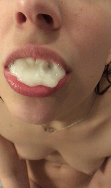 one of my favorite picture. having a mouthful of warm cum is the best!