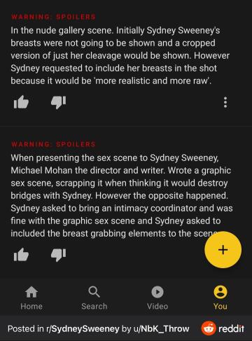 interesting trivia about sydney sweeney’s tits being squeezed in the voyeurs. not only has she ok with it, but it was her idea to be groped.