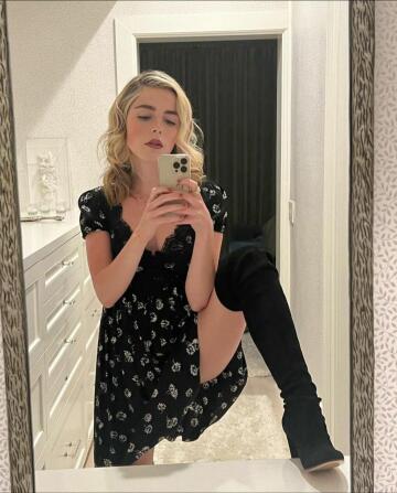 hey come here, come on ugh this dinner party is so boring. let me prop my leg up like this you lift my dress and fuck me with that massive cock of yours. i want feel your cum slide down my thighs when we go back out. kiernan shipka