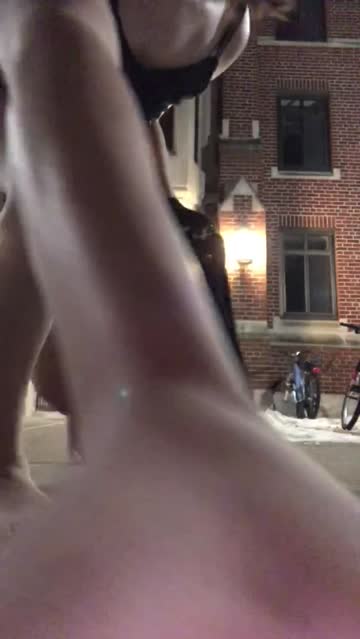 daring streetside strip + walk in the snow!