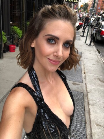 alison brie and her breasts take a selfie