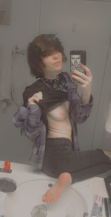 a little titty from a cute short haired goth girl