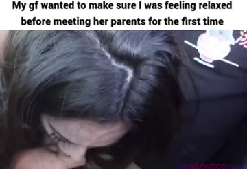 girlfriend drains my balls in her parents driveway to help me relax before meeting them