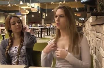 admiring her friend's tits in public