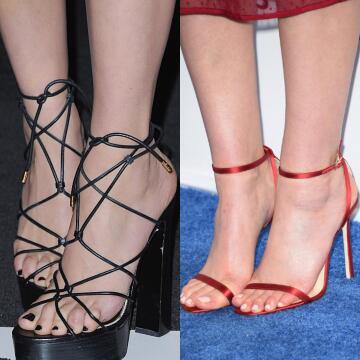 marvel feet fight: scarlett johansson vs elizabeth olsen. i'd go with scarlett, love her sexy toes 😋