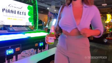 i was dared to walk through the arcade with my top unbuttoned [f]