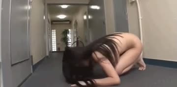 cheating wife kicked out of apartment naked. begs husband with a naked dogeza - gif