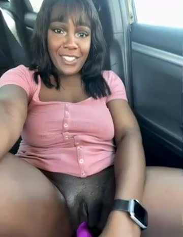 ebony babe trying not get caught while masturbating in public.