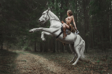 axe fighter on horseback
