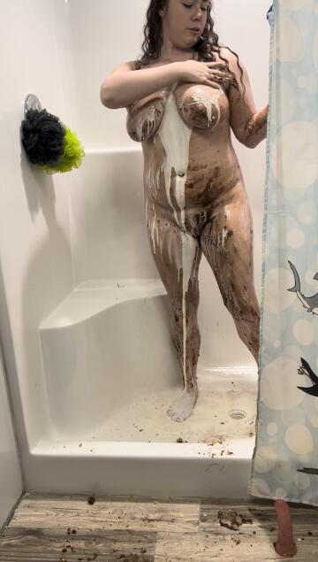 chocolate cake and heavy cream