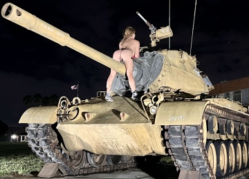 [i dare you] to capture a tank! ok, this one may be too hard, haha. how about, i dare you to get naked next to a big piece of military equipment. [f]