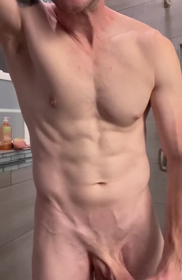 thick cock shower abs 