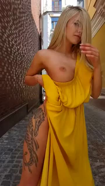 tattoo public fake boobs topless nsfw nsfw video