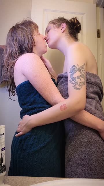 towel redhead lesbians kiss lesbian kissing freckles free porn video