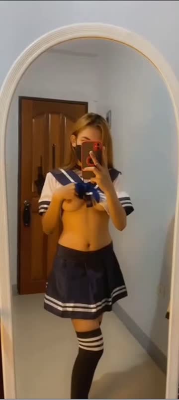 selfie boobs upskirt skirt mirror tease hot video