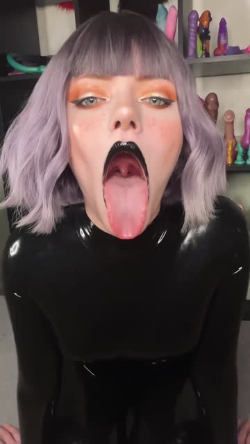 tongue fetish rubber catsuit lips oral free porn video