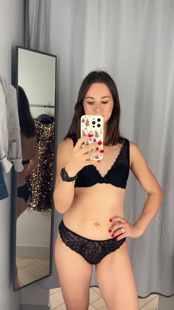 black lingerie changing room hot video