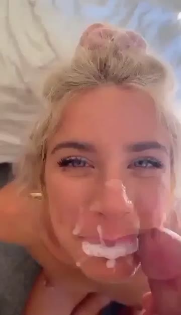 cumslut facial teen blonde cumshot 