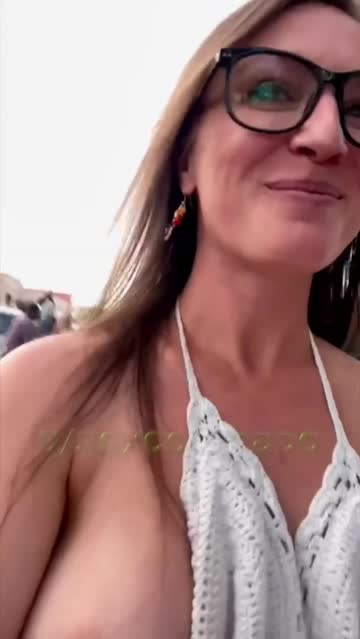 milf public flashing tits hot video