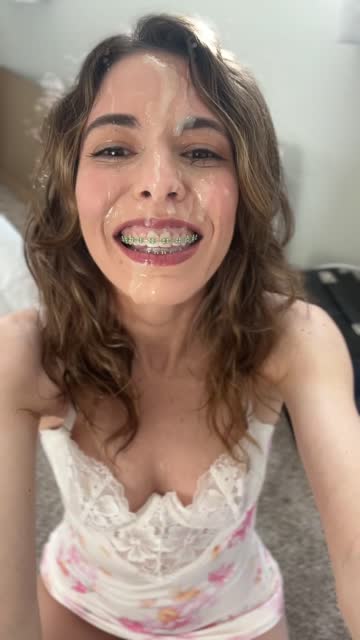 hotwife braces cute milf cumslut facial 