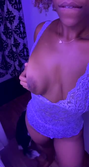 ebony natural tits lingerie nsfw video